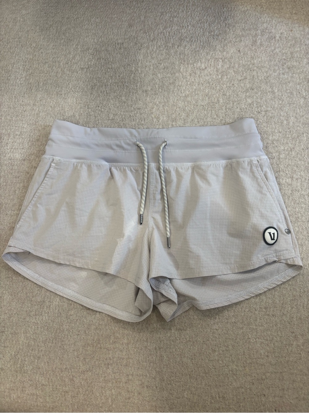 Vuori Light Gray Performance Drawstring Shorts